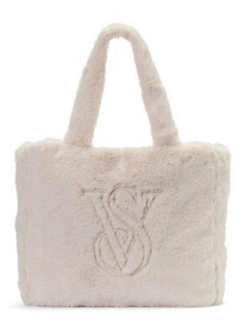 Victoria's Secret Plush Cream Faux-Fur Tote